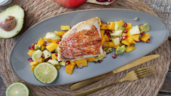 Rezept Red Snapperfilet auf karibischem Mangosalat